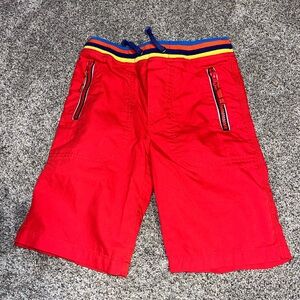 7y mini boden colorful red rainbow band shorts euc